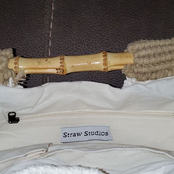 Straw Studios Boho Macrame Bamboo Handle Purse New - Picture 5 of 5